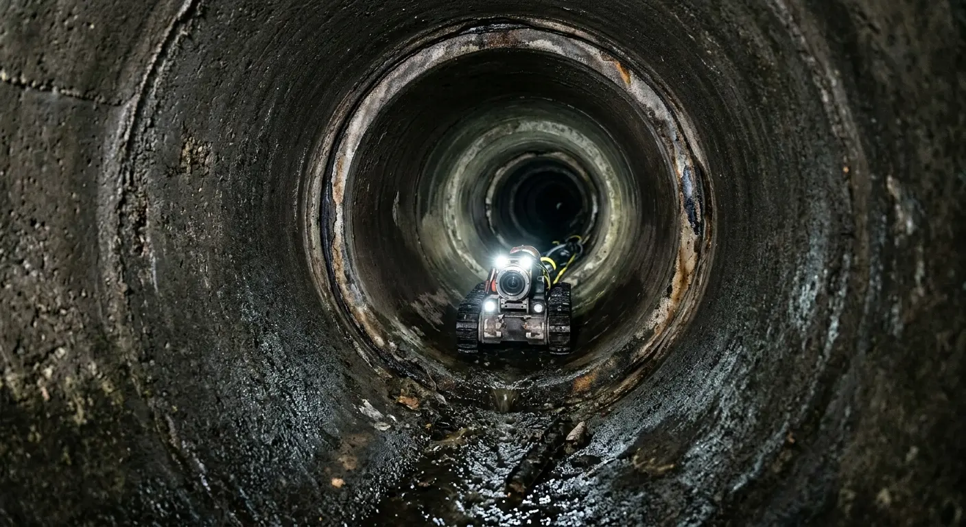 Robotic sewer camera inspecting pipe interior for Sewer Line Repair in Susanville